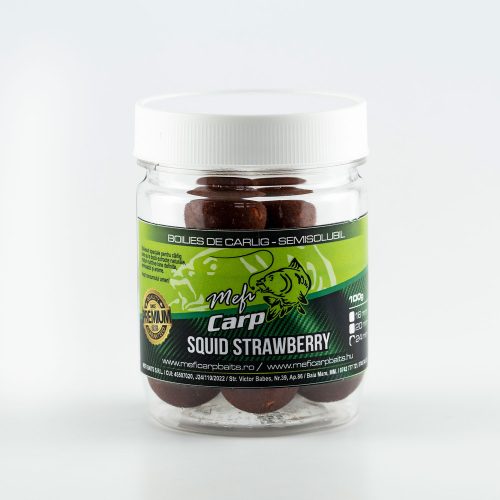 MEFI Squid Strawberry Oldódó Dippelt Csalizó Bojli 20mm 100g