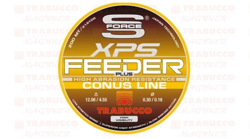 Trabucco S-Force Feeder Plus Conus 200m 0,35-0,25mm elvékonyodó távdobó monofil zsinór