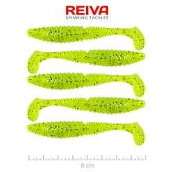 REIVA Zander Power Shad 8cm 5db/cs (Poppy Green)