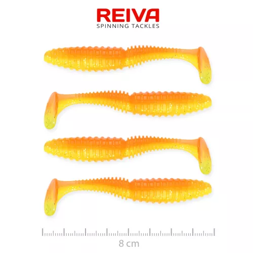 REIVA Zander Power Shad 8cm 4db/cs (Shiny Orange)