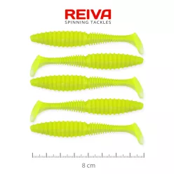 REIVA Zander Power Shad 8cm 5db/cs (Flash Lemonade)