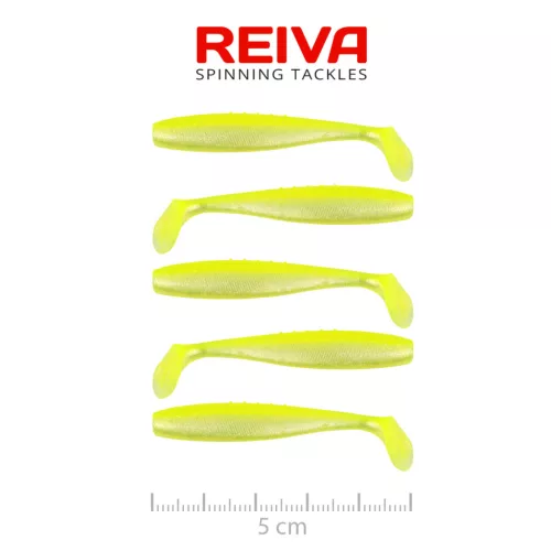 REIVA Flat Minnow Shad 5cm 5db/cs (Flash Lemonade)