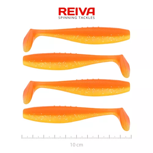 REIVA Flat Minnow Shad 10cm 4db/cs (Shiny Orange)