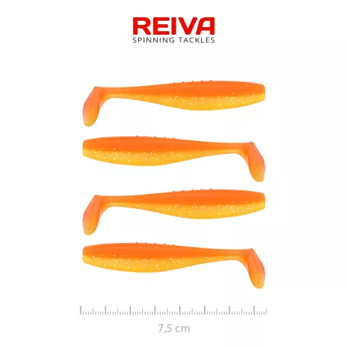 REIVA Flat Minnow shad 7,5cm 4db/cs (Shiny Orange)