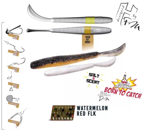 Herakles LEFTAIL WORM 3.4" 8.6cm Watermelon Red Flakes