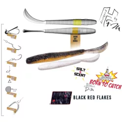 Herakles LEFTAIL WORM 3.4" 8.6cm Black Red Flakes
