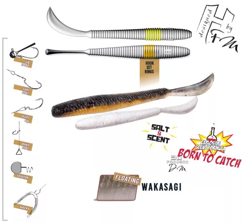 Herakles LEFTAIL WORM 3.4" 8.6cm FLOATING Wakasagi