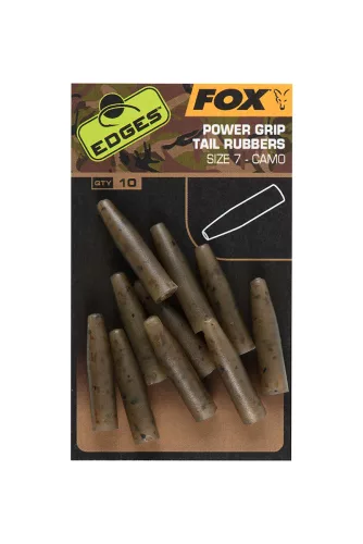 Fox Edges Camo PowerGrip Tail Rubbers Size 7 10pcs