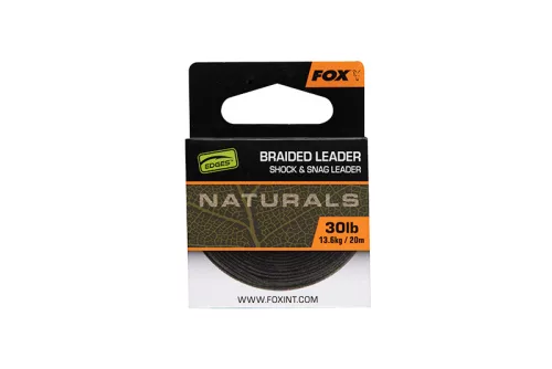 Fox Edges Naturals Braided Leader 20m 50lb 22.7kg