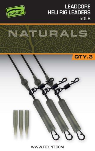 FOX Edges Naturals Leadcore Heli Rig Leader Ólombetétes Helikopter Szerelék 50lb x 3