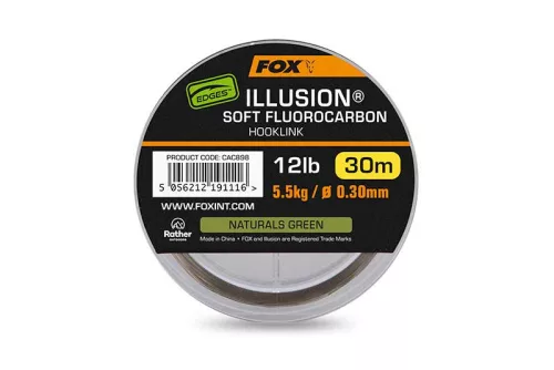 Fox Edges Illusion Soft Fluorocarbon Hooklink 16lb 7.3kg 0.35mm 30m 3pcs naturals green