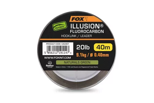 Fox Edges Illusion Fluorocarbon 30lb 13.6kg 0.50mm 40m 4pcs naturals green