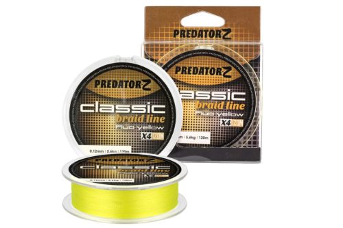 PredatorZ Classic fonott zsinór-fluo sárga, o 0,08 mm, 120 m, 3,9 kg