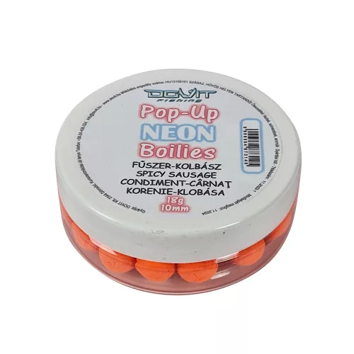 DOVIT POP-UP NEON BOILIE 10MM - fűszeres kolbász 18 gr
