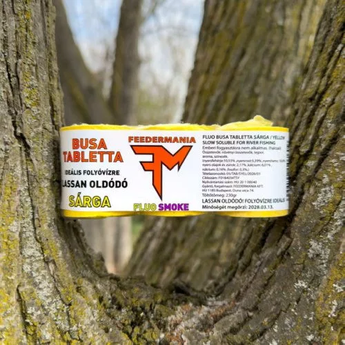 FEEDERMANIA BUSA TABLETTA FLUO SMOKE LASSAN OLDÓDÓ SÁRGA - YELLOW (IDEÁLIS FOLYÓVÍZRE) 3db/csomag