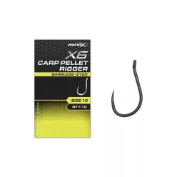 MATRIX X6 Carp Pellet Rigger Size 10 Barbless - Eyed