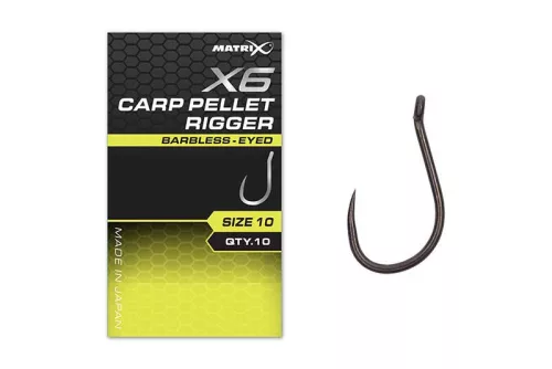 MATRIX X6 Carp Pellet Rigger Size 10 Barbless - Eyed