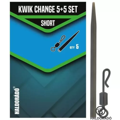 HALDORÁDÓ Kwik Change 5+5 Set Short - extra gyors horogelőke kapocs + gumikúp, rövid