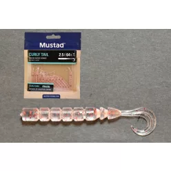 MUSTAD AJI CURLY TAIL 2.5   UV CLEAR RED GLITTER 12DB/CSOMAG