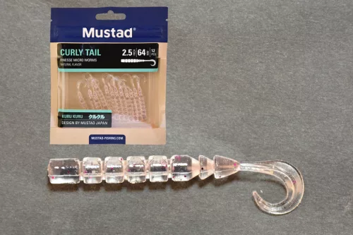 MUSTAD AJI CURLY TAIL 2.5   CLEAR PURPLE GLITTER 12DB/CSOMAG
