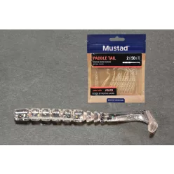 MUSTAD AJI PADDLE TAIL 2   CLEAR RAINBOW GLITTER 12DB/CSOMAG