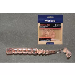 MUSTAD AJI PADDLE TAIL 2   UV CLEAR RED GLITTER 12DB/CSOMAG