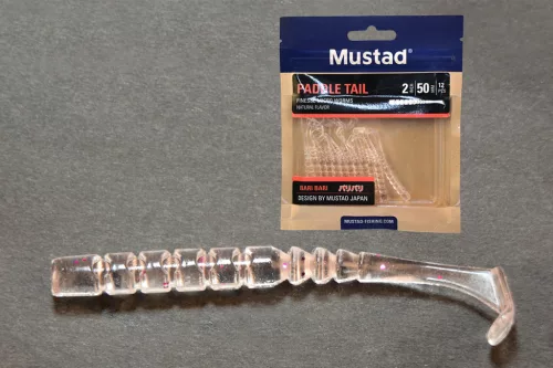MUSTAD AJI PADDLE TAIL 2   CLEAR PURPLE GLITTER 12DB/CSOMAG