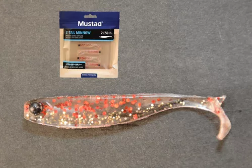MUSTADMEZASHI Z-TAIL MINNOW 2"RED GOLD GLITTER 6DB/CSOMAG