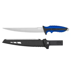   MUSTAD 9" 4116 STAINLESS STEEL STIFF FILLET KNIFE - POLISHED BLADE FINISH BLUE