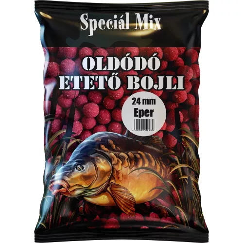 Speciál mix Oldódó Etető Bojli 24 mm Eper 1kg