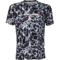 SAVAGE GEAR NIGHT UV T-SHIRT S BLACK WATERPRINT
