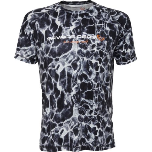 SAVAGE GEAR NIGHT UV T-SHIRT XXL BLACK WATERPRINT