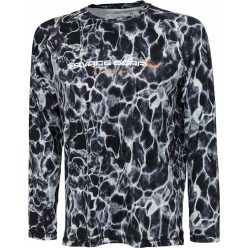 SAVAGE GEAR NIGHT UV LS T-SHIRT XL BLACK WATERPRINT
