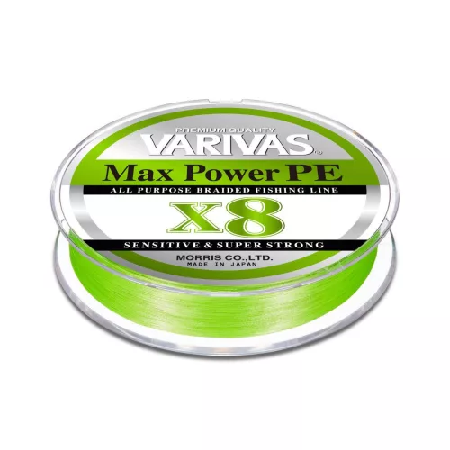 VARIVAS MAX POWER PE X8 150m #0.8 16.7lb 0.148mm Lime Green Fluo