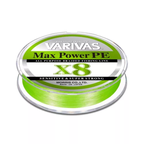 VARIVAS MAX POWER PE X8 150m #1.5 28.6lb 0.205mm Lime Green Fluo