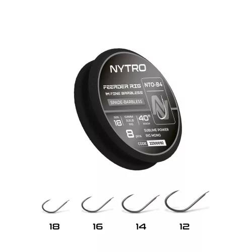 NYTRO NTO4 FINE FEEDER ELŐKÖTÖTT SZAKÁLL NÉLKÜLI ELŐKE 100 CM 18/0,11MM