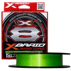 YGK X-BRAID Braid Cord X8 PE 0.3 3,6kg 150m Chartreuse